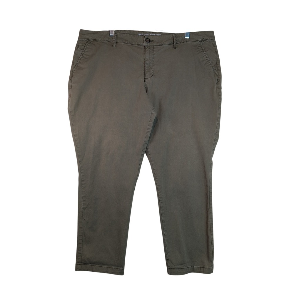 Gap Khakis Skinny Boyfriend Pants Tan Stretch Chino Women 18R School Office
